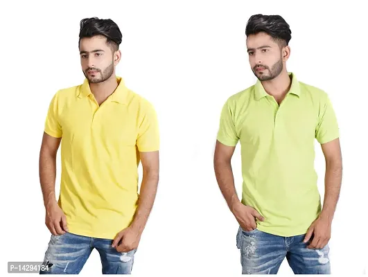 Reliable Multicoloured Cotton Blend  Polos For Men Pack Of 2