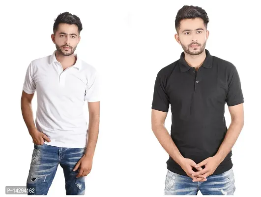 Reliable Multicoloured Cotton Blend  Polos For Men Pack Of 2