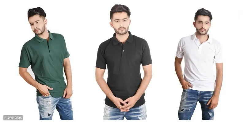 Reliable Cotton Blend Polos For Men Pack Of 3-thumb0