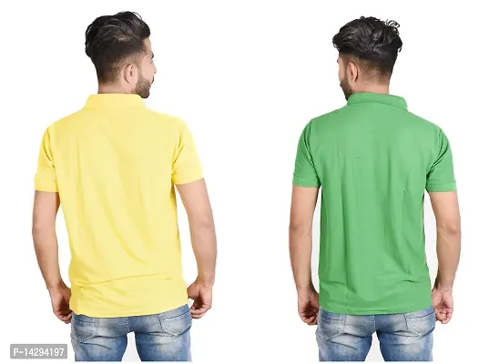 Reliable Multicoloured Cotton Blend  Polos For Men Pack Of 2-thumb2