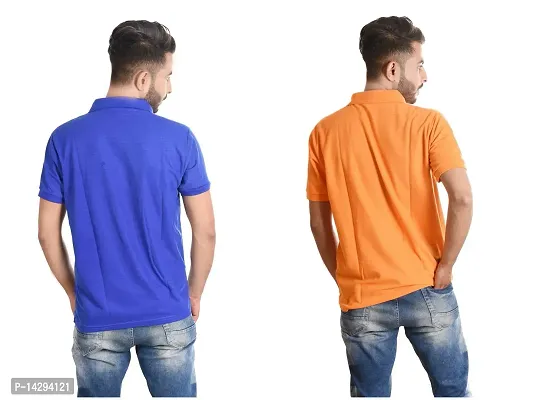 Reliable Multicoloured Cotton Blend  Polos For Men Pack Of 2-thumb2