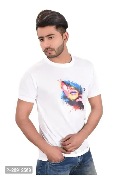 Reliable White Polyester Round Neck Tees For Men-thumb5