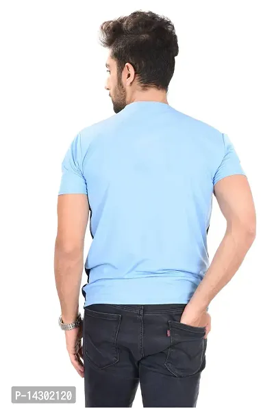 Reliable Blue Polyester  Round Neck Tees For Men-thumb3