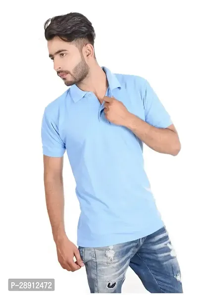 Reliable Blue Cotton Blend Polos For Men-thumb2