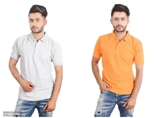 Reliable Cotton Blend Polos For Men Pack Of 2-thumb0