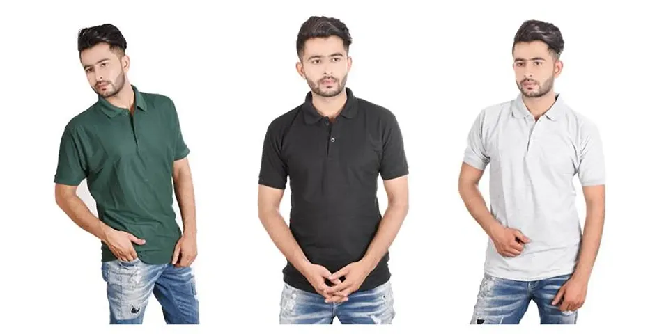 Trendy Multicoloured Polos Neck T-Shirt For Men Pack Of 3