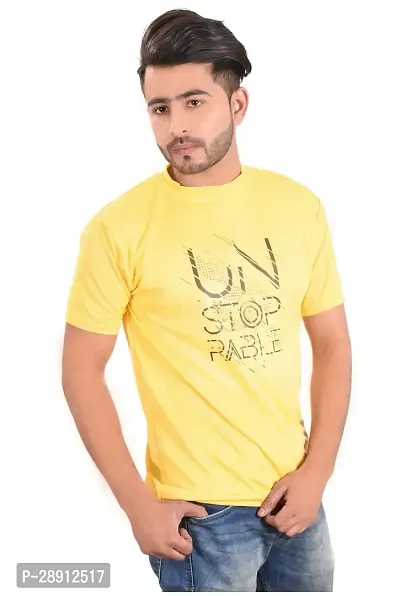 Reliable Yellow Polyester Round Neck Tees For Men-thumb2