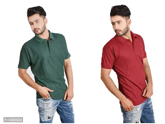 Reliable Multicoloured Cotton Blend  Polos For Men Pack Of 2-thumb0