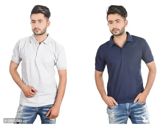 Reliable Cotton Blend Polos For Men Pack Of 2-thumb0