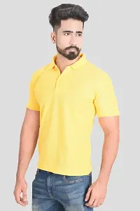 Reliable Yellow Cotton Blend Polos For Men-thumb1