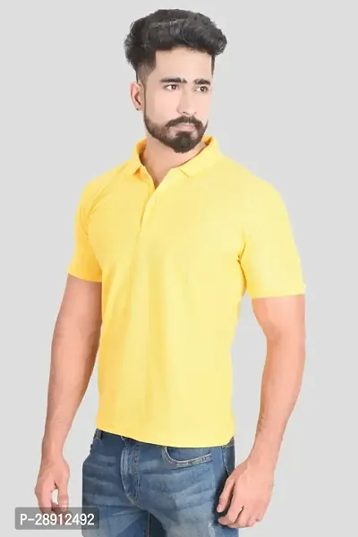 Reliable Yellow Cotton Blend Polos For Men-thumb2