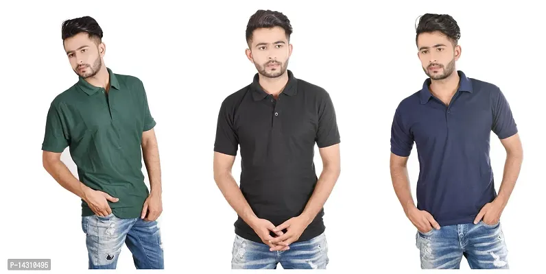 Trendy Polo Neck Tshirt Pack Of 3 For Men-thumb0