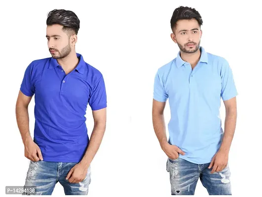 Reliable Multicoloured Cotton Blend  Polos For Men Pack Of 2