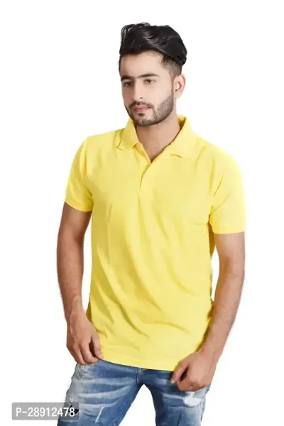 Reliable Yellow Cotton Blend Polos For Men-thumb3