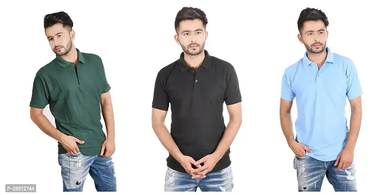 Reliable Cotton Blend Polos For Men Pack Of 3