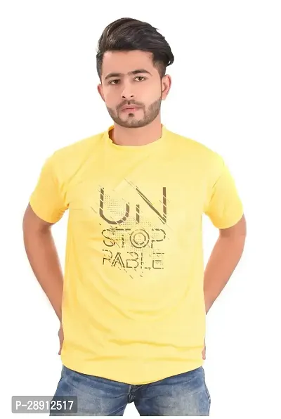 Reliable Yellow Polyester Round Neck Tees For Men-thumb0