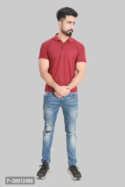 Reliable Red Cotton Blend Polos For Men-thumb0