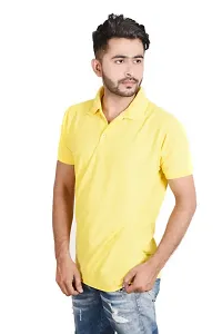 Reliable Yellow Cotton Blend Polos For Men-thumb1