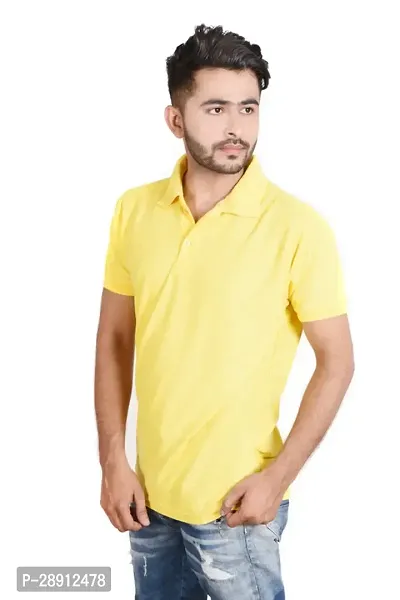 Reliable Yellow Cotton Blend Polos For Men-thumb2