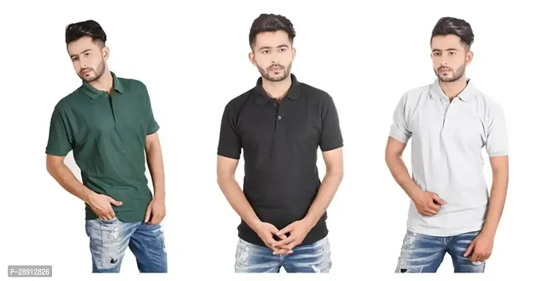 Reliable Cotton Blend Polos For Men Pack Of 3-thumb0