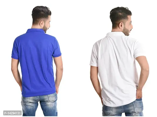 Reliable Multicoloured Cotton Blend  Polos For Men Pack Of 2-thumb2