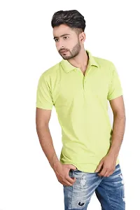 Reliable Yellow Cotton Blend  Polos For Men-thumb1