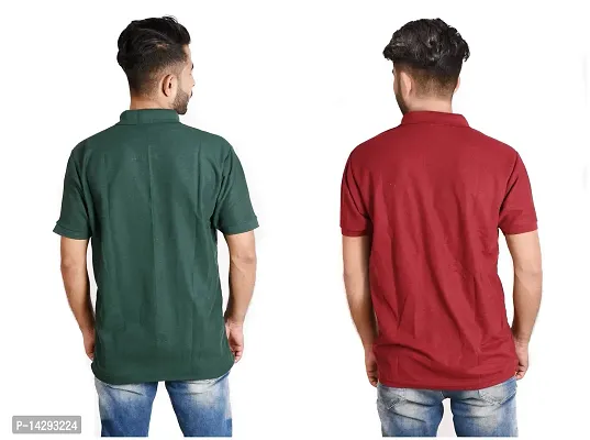 Reliable Multicoloured Cotton Blend  Polos For Men Pack Of 2-thumb2