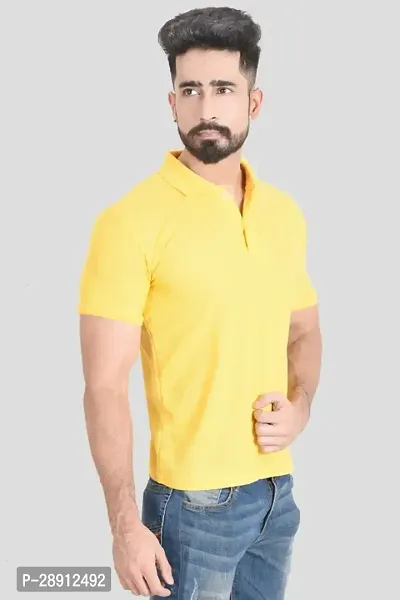 Reliable Yellow Cotton Blend Polos For Men-thumb3