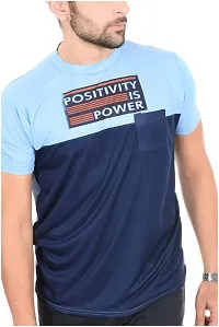 Reliable Blue Polyester  Round Neck Tees For Men-thumb2