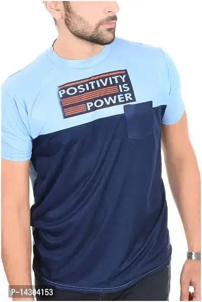 Reliable Blue Polyester  Round Neck Tees For Men-thumb3