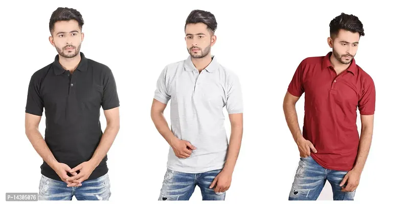 Trendy Polo Neck Tshirt Pack Of 3 For Men-thumb0