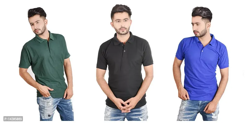 Trendy Polo Neck Tshirt Pack Of 3 For Men-thumb0