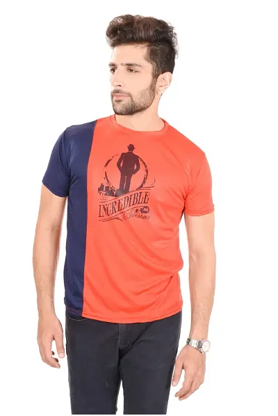 Reliable Polyester Printed Round Neck Tees For Men
