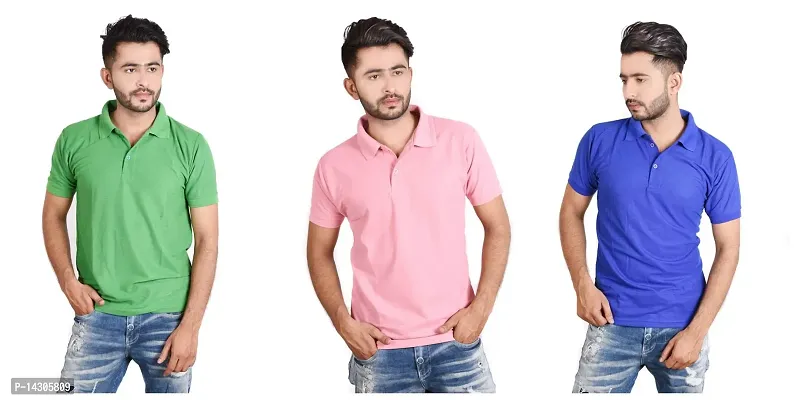 Trendy Polo Neck Tshirt Pack Of 3 For Men-thumb0