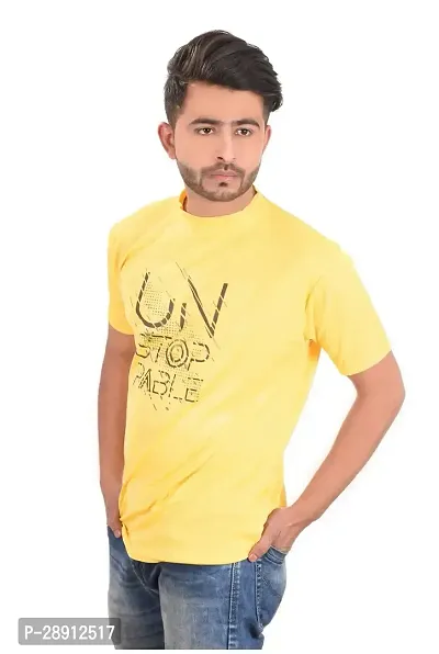 Reliable Yellow Polyester Round Neck Tees For Men-thumb3