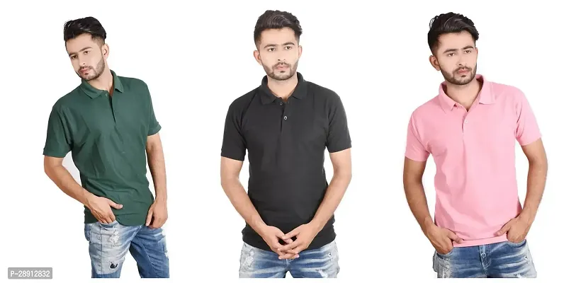 Reliable Cotton Blend Polos For Men Pack Of 3