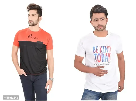 Reliable Polyester Round Neck Tees For Men Pack Of 2-thumb0