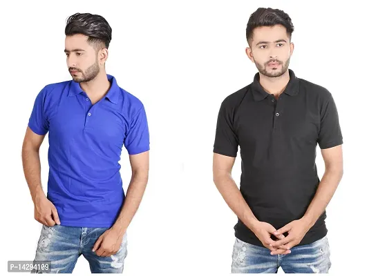 Reliable Multicoloured Cotton Blend  Polos For Men Pack Of 2