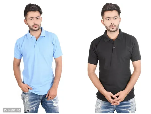 Reliable Multicoloured Cotton Blend  Polos For Men Pack Of 2