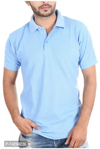 Reliable Blue Cotton Blend  Polos For Men-thumb3