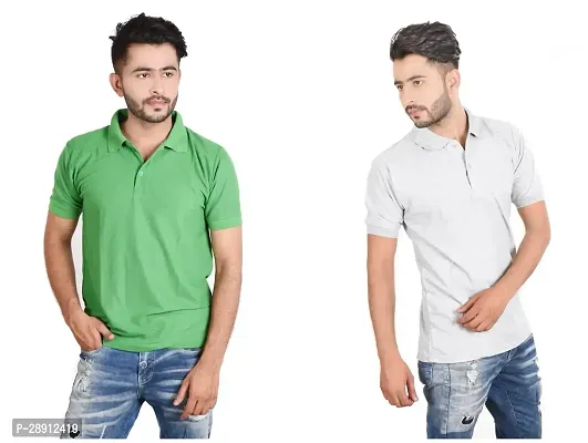 Reliable Cotton Blend Polos For Men Pack Of 2-thumb0