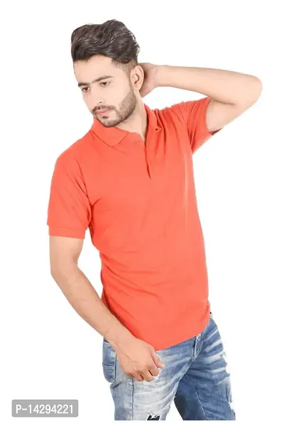 Reliable Red Cotton Blend  Polos For Men-thumb2