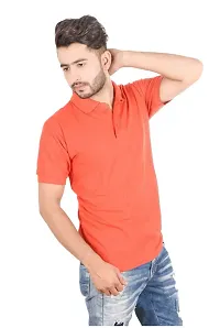 Reliable Peach Cotton Blend Polos For Men-thumb1