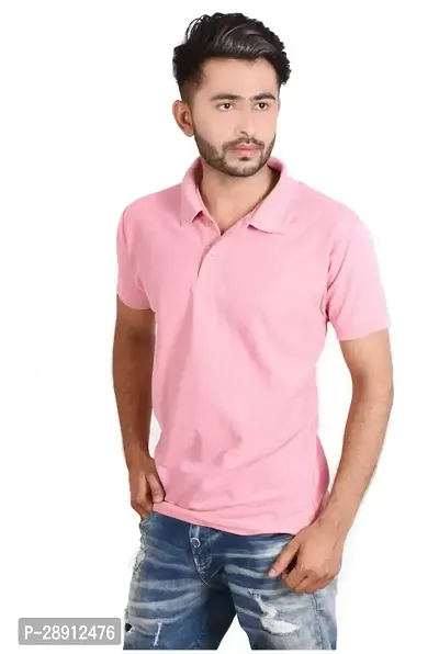 Reliable Pink Cotton Blend Polos For Men-thumb3