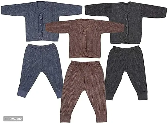 FashionIO? - Baby Front Open Thermal Top & Pyjama Set Round Neck, Full Sleeves, Winter Wear Suit for Girls & Boys Pack of 3 (12-18 Months)-thumb0