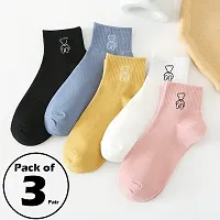 FashionIO? - Women?s Cotton High Ankle Length No Show High Cut Socks Multicolor Free Size 3 Pair-thumb1