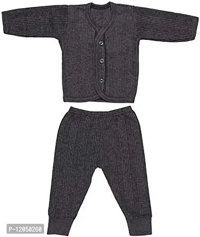 FashionIO? - Baby Front Open Thermal Top & Pyjama Set Round Neck, Full Sleeves, Winter Wear Suit for Girls & Boys Pack of 3 (0-6 Months)-thumb2