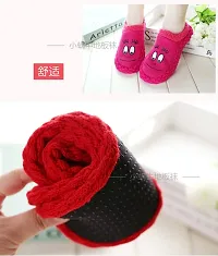 FabChoice-Ladies/Womens/Girls Winter Warm Slipper Socks, Knitted Booti, Room Socks, Anti slip Socks 1 Pair Red Colour Size 6-thumb3