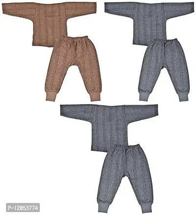 FashionIO? - Baby Front Open Thermal Top & Pyjama Set Round Neck, Full Sleeves, Winter Wear Suit for Girls & Boys Pack of 3 (6-12 Months)-thumb5