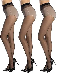 FashionIO - Women's Sheer Transparent high waist Pantyhose stocking with Excellent Stretch (Free Size 30-36 waist) - Black - Pack of 3-thumb2